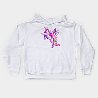 Unicorn - rainbow, sparkly, glittery, magical, winged unicorn Kids Hoodie